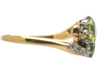 Edwardian 18ct Gold & Platinum Two Stone Peridot & Diamond Crossover Ring
