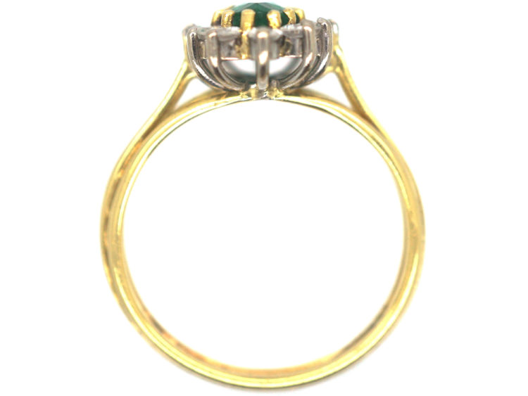18t White & Yellow Gold Emerald & Diamond Marquise Ring