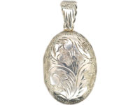 Silver Oval Engraved Locket