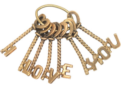 9ct Gold Keys Pendant Spelling I Love You