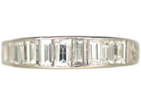 Art Deco Platinum & Baguette Diamond Half Eternity Ring
