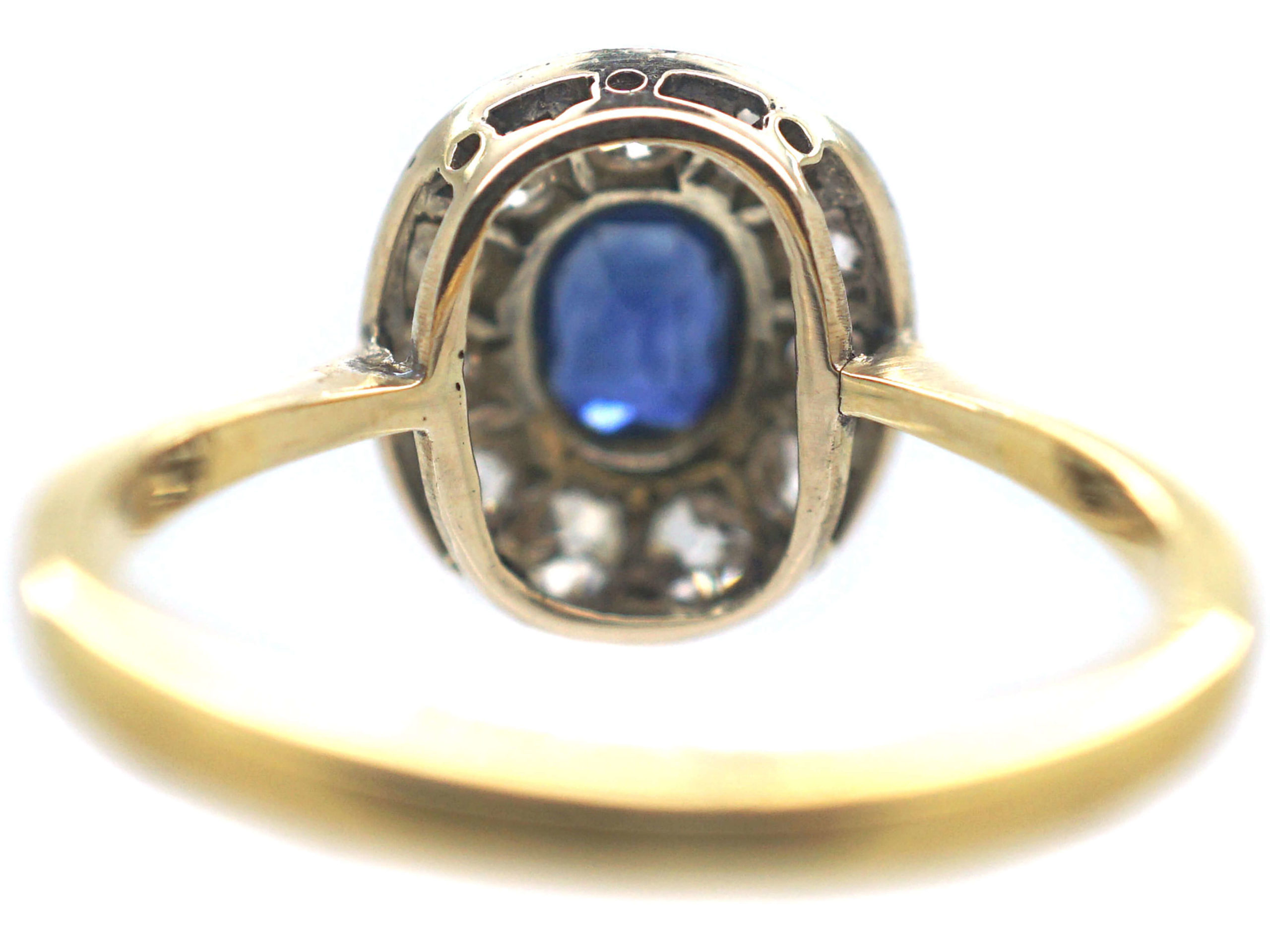 Edwardian 18ct Gold & Platinum, Sapphire & Diamond Cluster Ring (663P ...