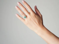 Art Deco 18ct Gold Emerald & Diamond Rectangular Cluster Ring