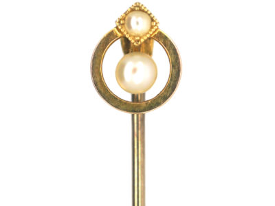 Edwardian 15ct Gold Pearl Tie Pin