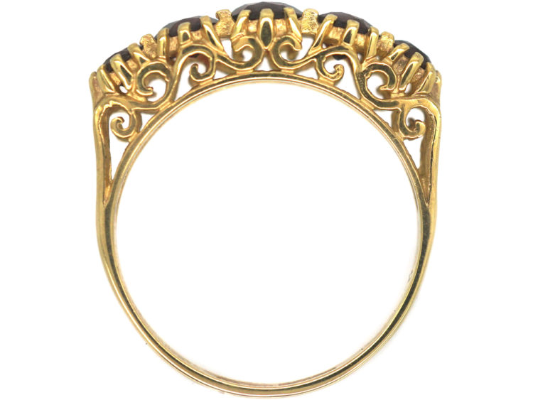 9ct Gold Five Stone Garnet Ring