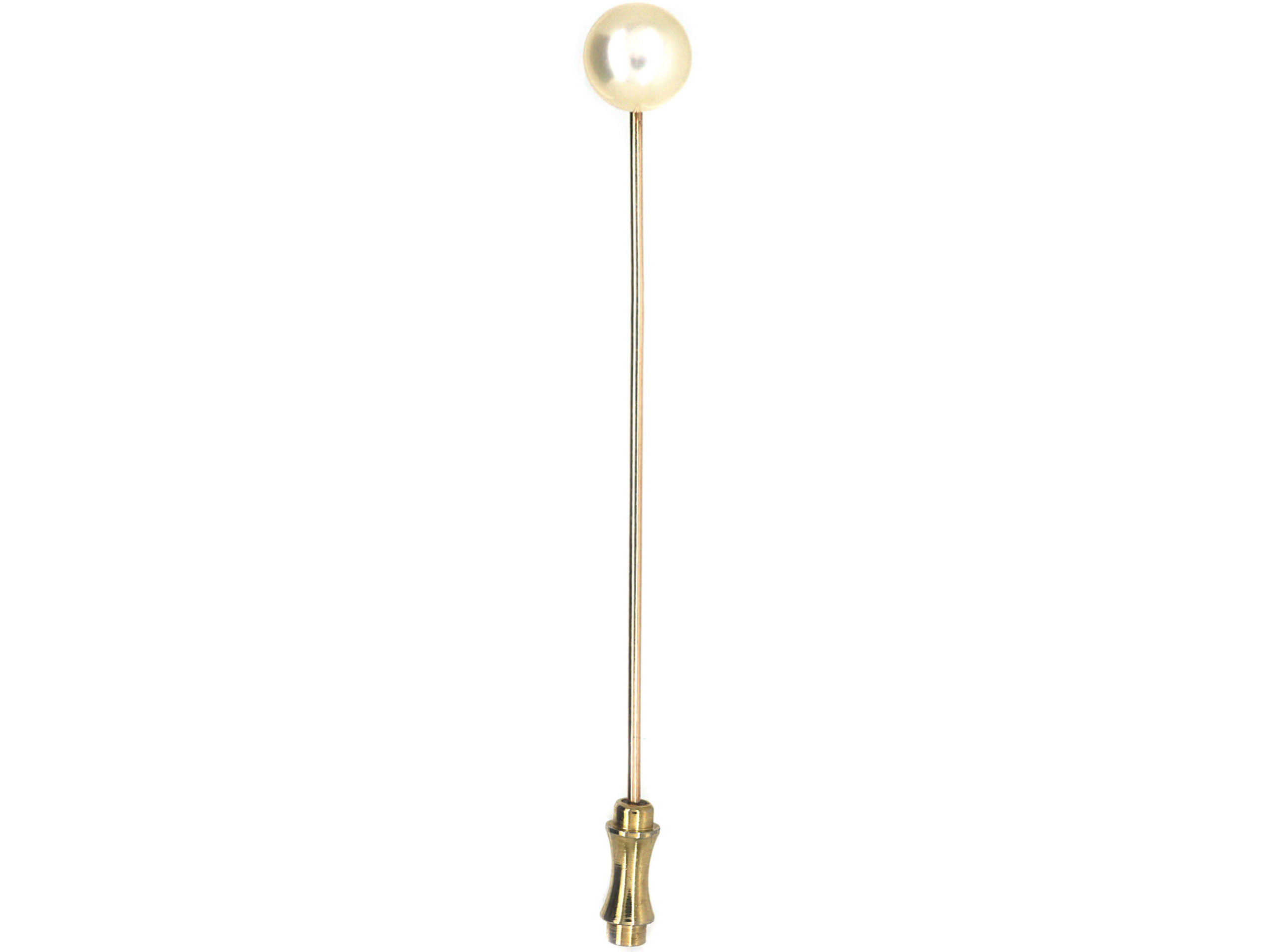 9ct Gold Large Cultured Pearl Tie Pin (232P) | The Antique Jewellery ...