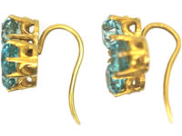 Art Deco 18ct Gold & Zircon Trefoil Design Earrings