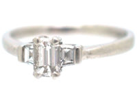 Platinum, Three Stone Baguette Diamond Ring