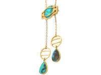 Art Nouveau 15ct Gold & Turquoise Necklace by Murrle Bennett & Co