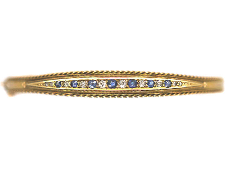 Edwardian 15ct Gold, Sapphire & Diamond Bangle