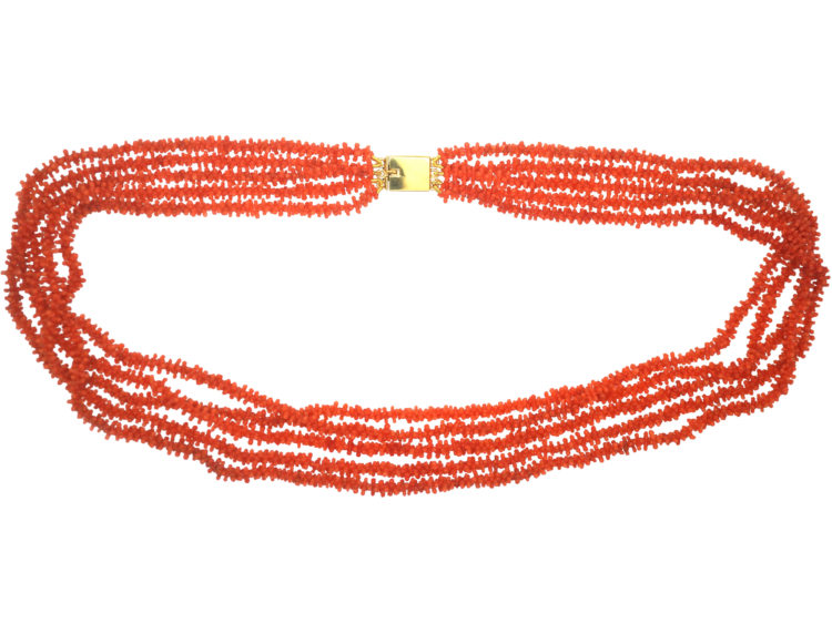 Georgian Five Row Carved Coral Necklace