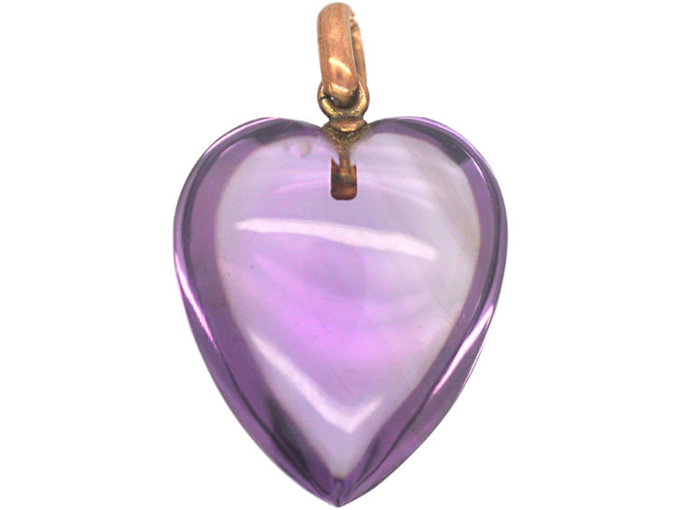 Edwardian Amethyst Heart Pendant with Gold Loop