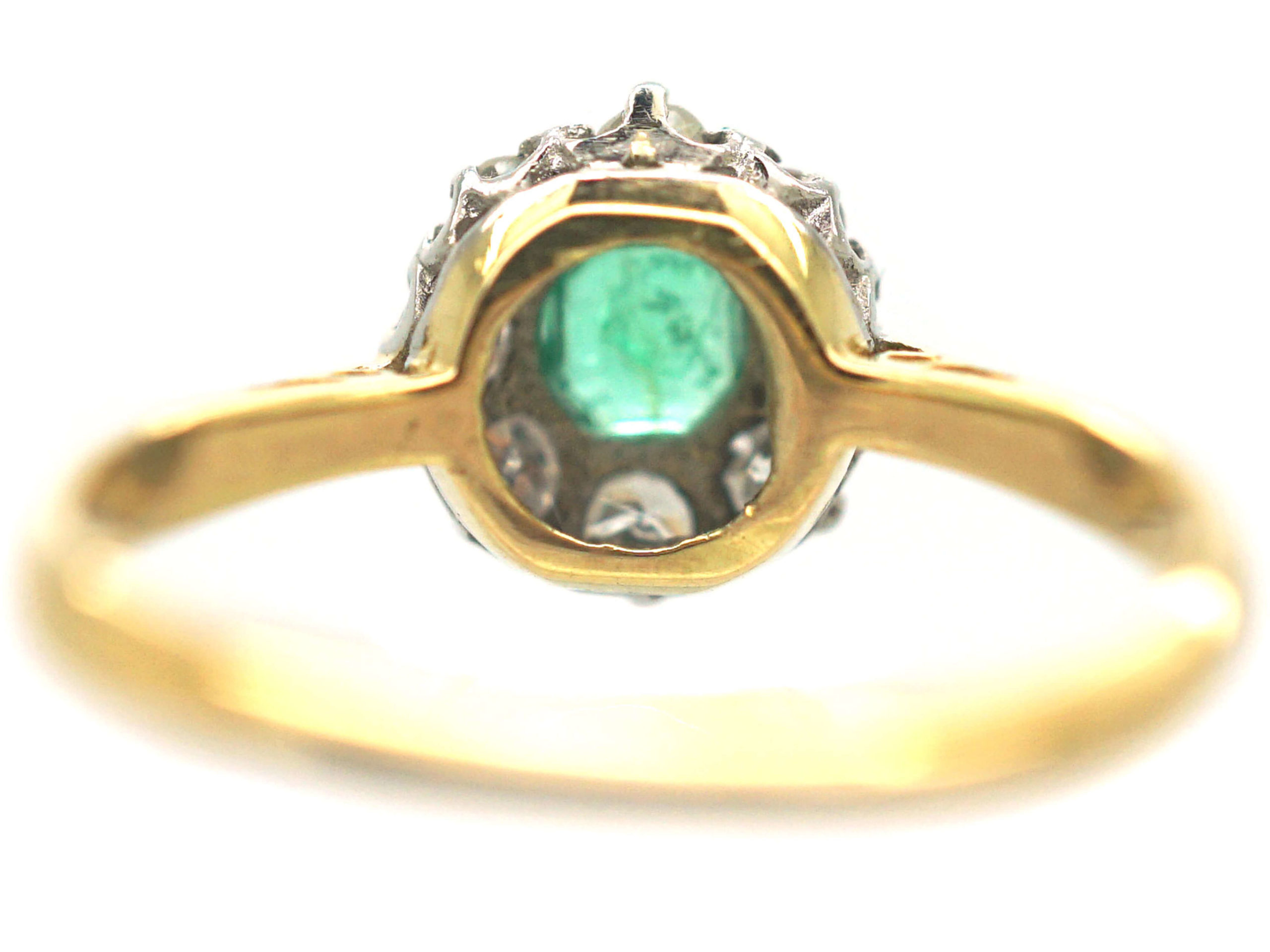 Edwardian 18ct Gold, Emerald & Diamond Cluster Ring (579P) | The ...