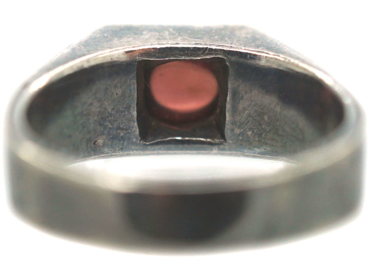 Silver Ring set with a Cabochon Garnet