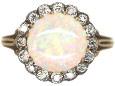 Edwardian 18ct Gold, Five Stone Opal & Diamond Ring (502R) | The ...