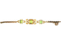 Edwardian 15ct Gold, Peridot & Natural Split Pearl Bracelet