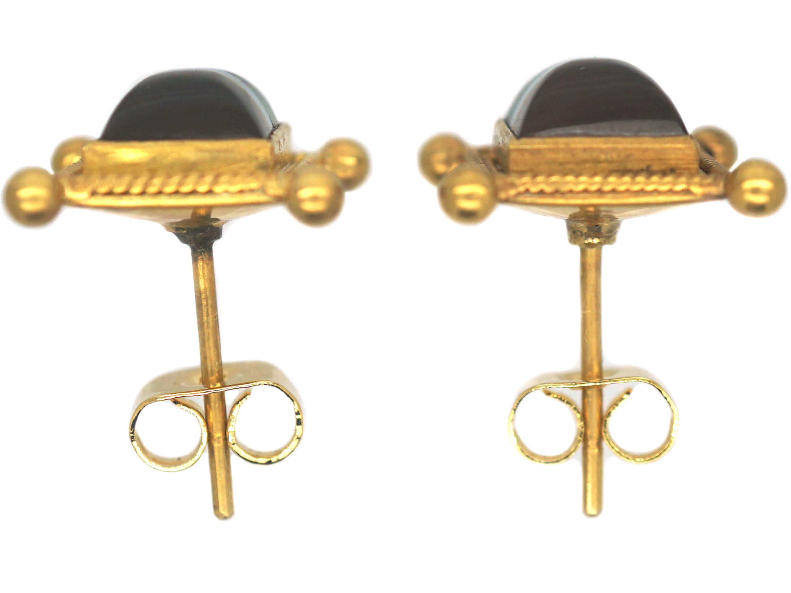 Victorian 18ct Gold & Banded Sardonyx Earrings (21M) | The Antique ...