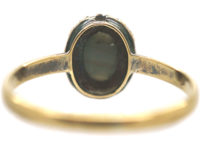 Edwardian 18ct Gold, Cat's Eye Chrysoberyl & Rose Diamond Cluster Ring