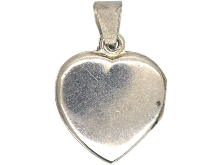 Silver Heart Shaped Locket with Dolphin Motif