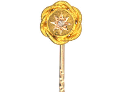 Victorian 15ct Gold Tie Pin set with a Rose Diamond