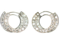 Art Deco Platinum & Diamond Hoop Earrings by Alabaster & Wilson