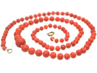 Victorian Natural Coral Strand of Graduated Beads