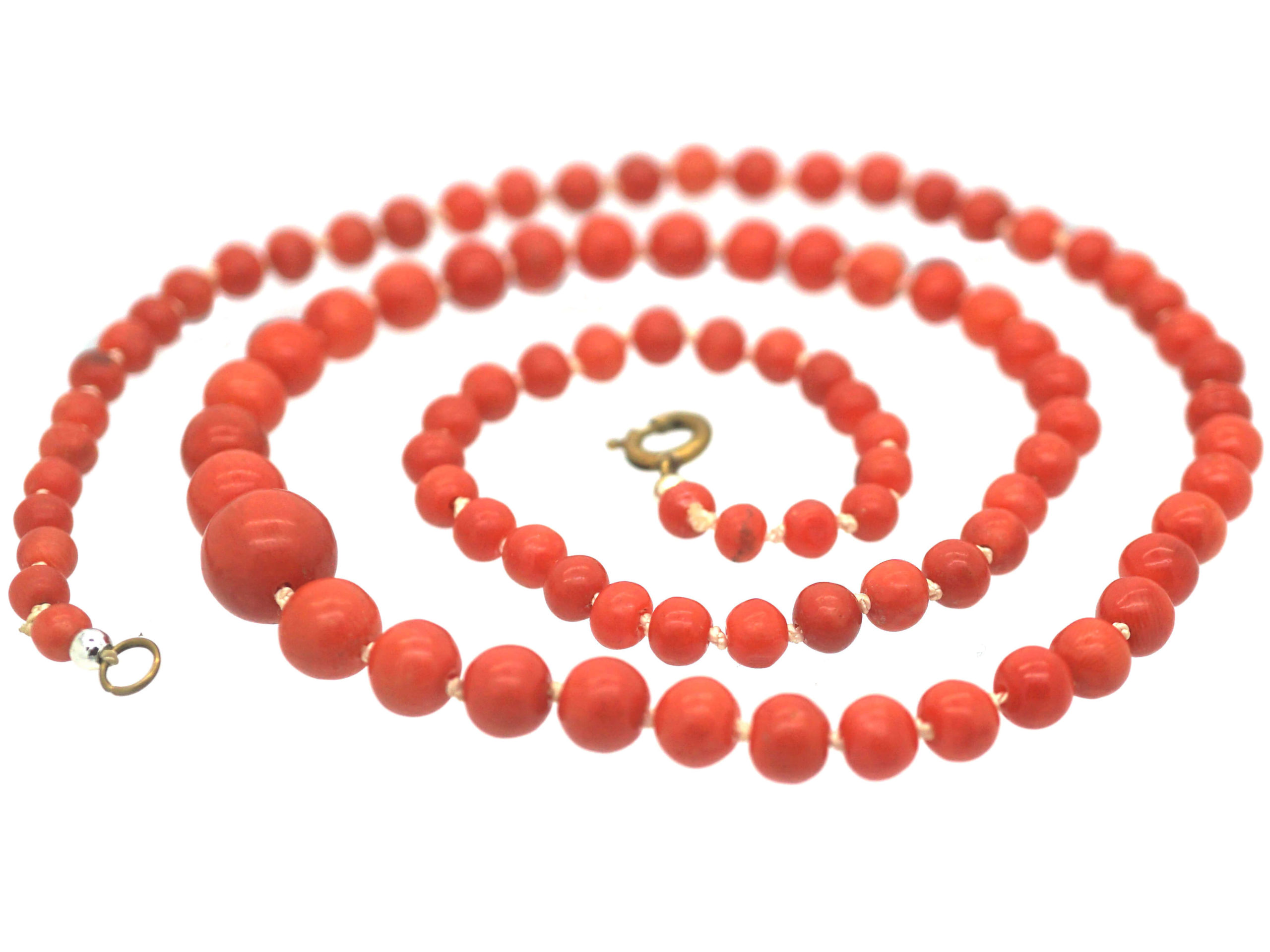 Victorian Natural Coral Strand of Graduated Beads (545P) | The Antique ...