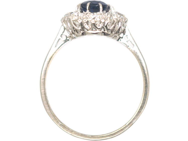 Platinum, Sapphire & Diamond Oval Cluster Ring