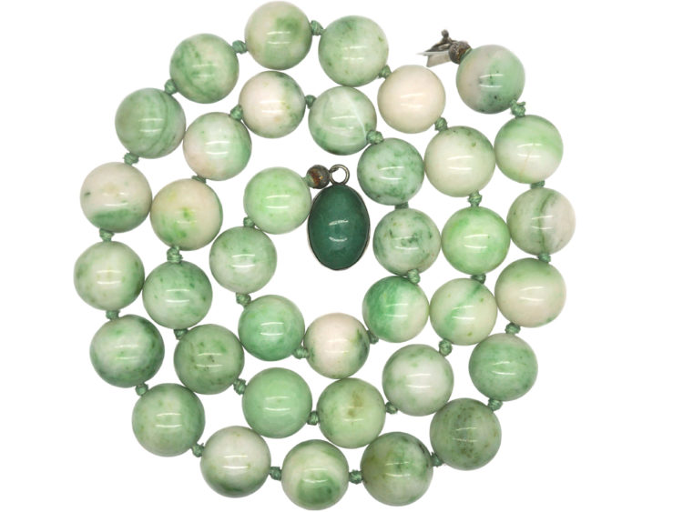 Moss in Snow Jade Beads with Silver & Aventurine Quartz