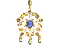 Art Nouveau 15ct Gold & Sapphire Pendant