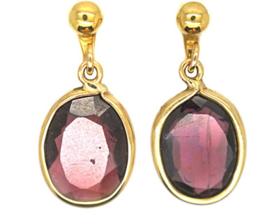 9ct Gold & Garnet Drop Earrings