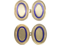9ct Gold & Blue Enamel Oval Cufflinks