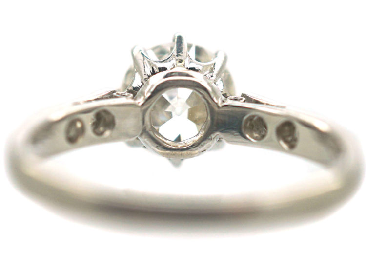 Art Deco Platinum & Diamond Solitaire Ring with Diamond Set Shoulders