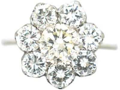 18ct White Gold Diamond Daisy Cluster Ring