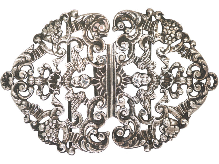 19th Century Dutch Silver Buckle with Angels