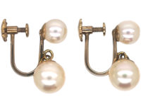 9ct Gold & Cultured Pearl Earrings with Screw Back Fittings