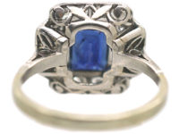 Art Deco Platinum, Sapphire & Diamond Rectangular Ring