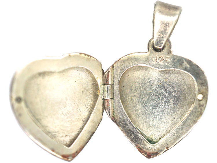 Silver Heart Shaped Locket with Dolphin Motif