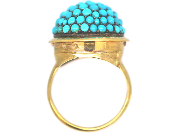 15ct Gold Pave Set Turquoise Ring