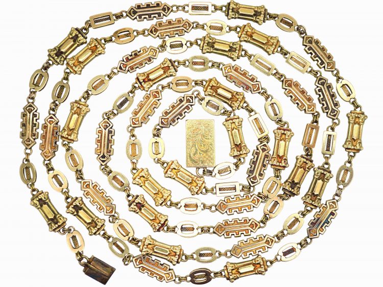 Georgian 15ct Gold Long Guard Chain