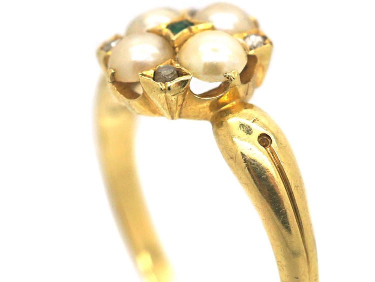 Regency 18ct Gold, Natural Split Pearl, Rose Diamond Ring