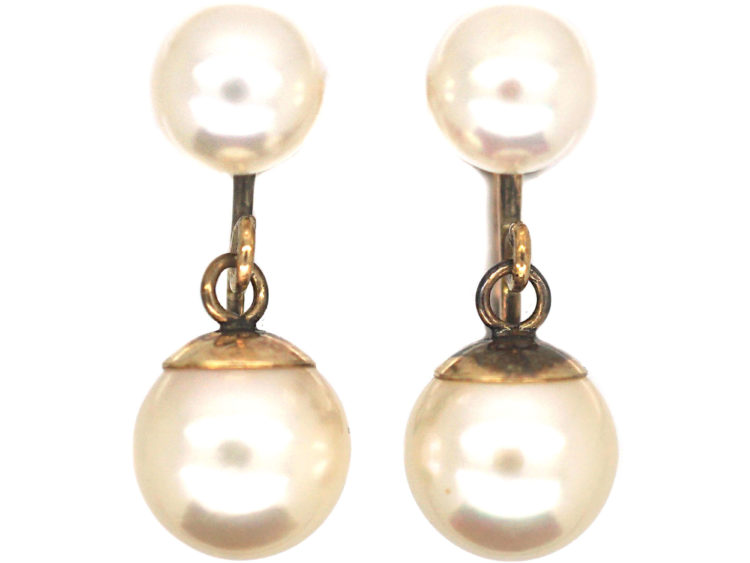 9ct Gold & Cultured Pearl Earrings with Screw Back Fittings
