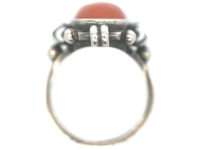 Art Deco Silver & Oval Carnelian Ring