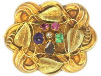 Regency 15ct Two Colour Gold Brooch set with Gemstones that Spell Regard