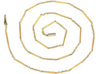 Edwardian 15ct Gold Baton & Trace Link Chain