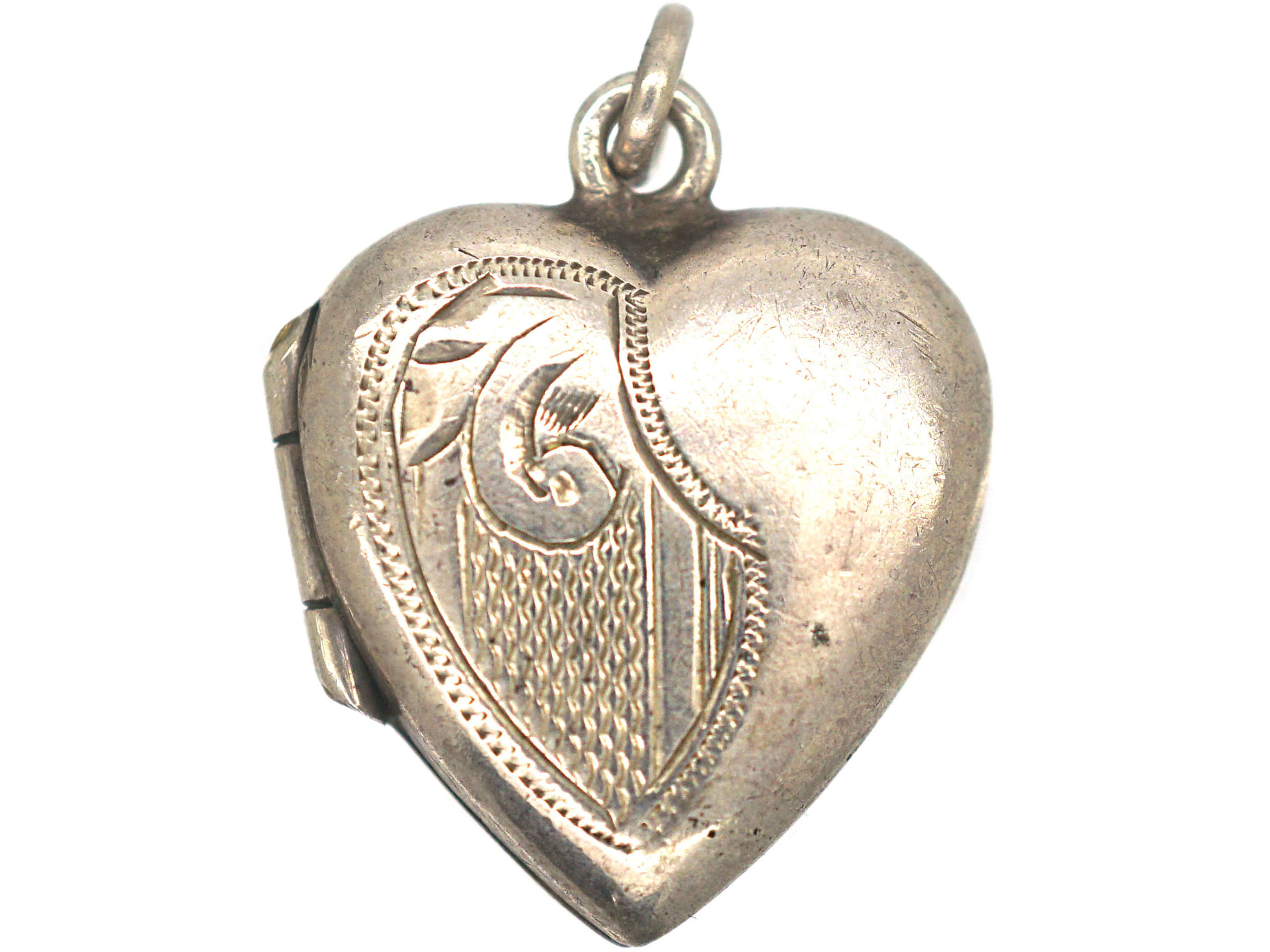 Heart Locket Patterns Silver Heart Shaped Locket (943P) | The Antique Jewellery Company