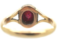 Edwardian 18ct Gold, Ruby & Rose Diamond Cluster Ring