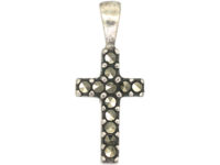 Tiny Silver Marcasite Cross Pendant