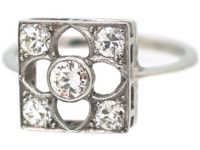Art Deco 18ct White Gold Gothic Design Ring set with Diamonds