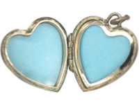 Silver Heart Shaped Locket with Engraved leaf Motif